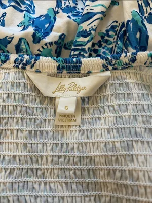 Lilly Pulitzer Jilly Smocked Dress Resort White Shell Collector, SMALL, NWOT thumbnail 7