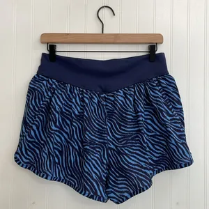 AERIE Offline by Aerie Zebra Print Lined Running Activewear Shorts Blue Size L thumbnail 6