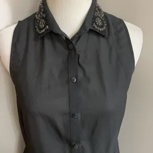 Guess sheer sleeveless blouse sequined collar thumbnail 2