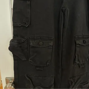 New Edikted Wide Leg Jeans Sz S Oversized Boyfriend Cargo Black Mid-rise Y2K thumbnail 3