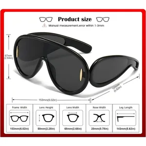 Acetate Bold Retro square Black Sun Glasses Leowe oversized aviator sunglasses thumbnail 3