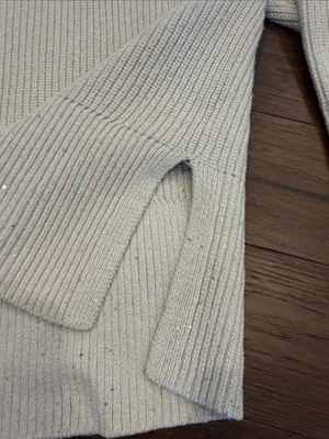 GAP Cream Ribbed Shimmer Crewneck Sweater Size Medium - C11-638 thumbnail 6