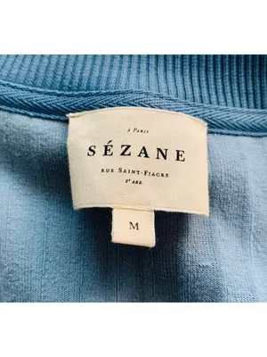 Sézane Blouson Iris cotton velvet jacket vintage blue SZM bust 43in thumbnail 4