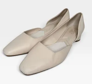 Franco Sarto Citrus Cream Leather Almond Toe Round Block Heel SZ 9.5 thumbnail 1