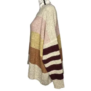 Active USA (M) Multicolor Colorblock Striped Textured Oversized Sweater thumbnail 2