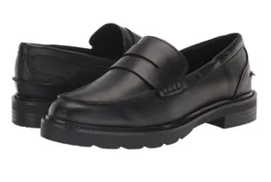 Anne Klein Emmylou Leather Loafer Chunky Sz 8.5 Classic Office Goth thumbnail 1