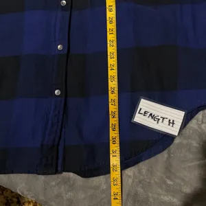 Aerie Lumber Jane Flannel Shirt Lg Blue Black Plaid Oversized Soft Cozy Grunge thumbnail 8