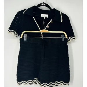 S Set Matching Knit Sweater Top Shorts Heartloom Black Azalea Revolve Crochet thumbnail 3