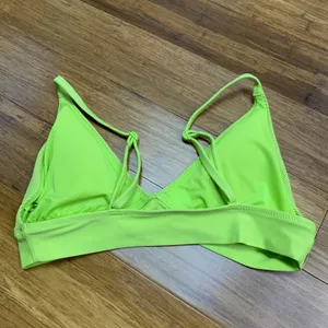 Aerie Triangle Bikini Top Ribbed Neon Green Womens Size Medium‎ Swimwear Summer thumbnail 2