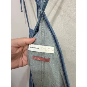 Anthropologie Pilcro Denim Overalls Medium Wash Distressed Button‎ Front Size 27 thumbnail 6
