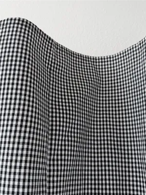 Japanese Gingham Bow Front Midi Dress Black White Size M thumbnail 9