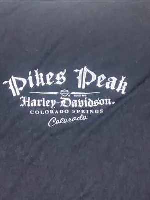 Harley Davidson Galaxy American Flag Studded T-Shirt Pikes Peak CO Women L thumbnail 5