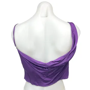 Zara Purple Silk Satin Cowl Neck Drapey Sleeveless Cami Blouse Crop Top Size S thumbnail 6