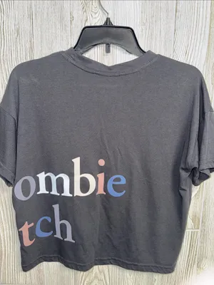 Abercrombie & Fitch Black Crop Tee with Pastel Logo Panel thumbnail 4