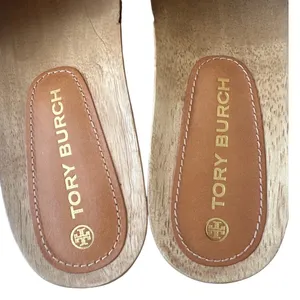 Tory Burch Jessa Leather Wood Sandals Size 8‎ thumbnail 6