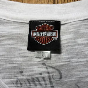 Harley-Davidson White Slub Graphic Tee Rhinestone Live to Ride Florida‎ Womens L thumbnail 4