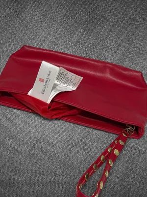 Elizabeth Arden Red Faux Leather Gold Studded Wristlet Clutch thumbnail 7