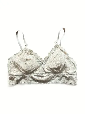 Aerie Triangle Bralette w Padding and Lace New Blooms Size XL Feminine Neutral thumbnail 5
