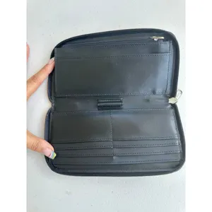 Vintage Esprit Embossed Logo Pebbled Texture Leather Zip Around Accordion Wallet thumbnail 4