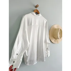 Madewell | NWOT Satin Dolman Button-Up Shirt Winter‎ White | Sz M thumbnail 10
