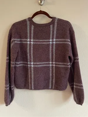 Z Supply Solange Plaid Puff Sleeves Pullover Sweater Size Small thumbnail 5
