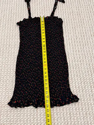 Free People Bella Black Floral Print Smocked Bodycon Mini Dress Large thumbnail 7