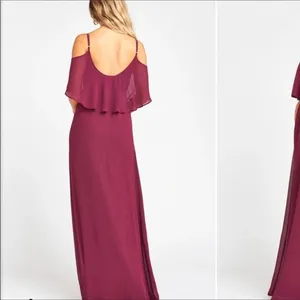 Show Me Your Mumu Caitlin Ruffle Maxi Dress Gown Burgundy Maroon Bridal Long v6x thumbnail 5