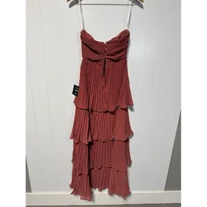 Lulus Seriously Sensational Rusty Rose Strapless Tiered Maxi Dress Formal XS thumbnail 4