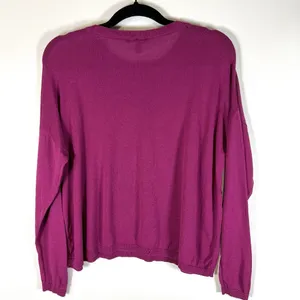 Eileen Fisher 100% Organic Linen Women's Purple Long Sleeve Sweater Size‎ Large thumbnail 5