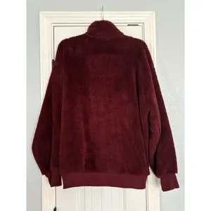 Express‎ One Eleven Fleece Pullover Women Medium Burgundy Excellent Sherpa Zip thumbnail 6