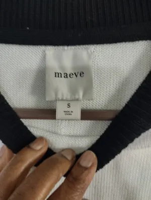 Maeve Doleman Sleeve Crew Neck Block Women's Black & White Colorblock Sweater thumbnail 5