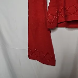 Anthropologie Ago e Filo red cardigan embroidered sweater sz XS thumbnail 3
