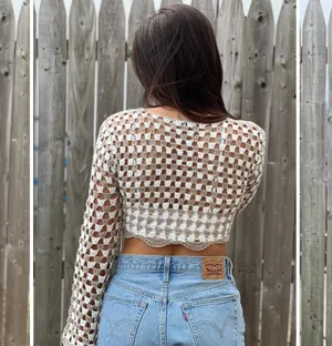 Emory park Crochet Knit Cropped Sweater Cardigan thumbnail 2