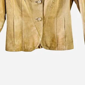 Siena Tan Suede Leather Blazer Jacket Women’s Size 4 Tailored Button Front thumbnail 7