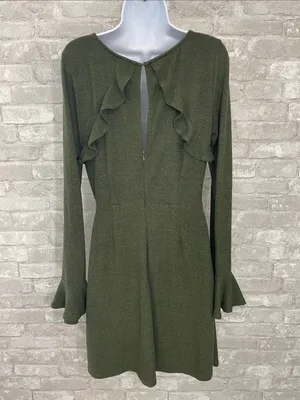 Lulus Favorite Tune Olive Green Faux Wrap Sweater Dress thumbnail 3