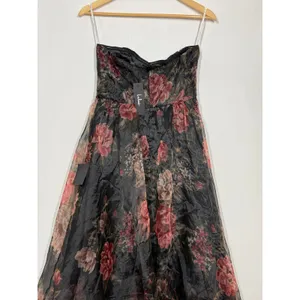 Lulus Truly Extraordinary Dress Women's Small Black Floral Organza Strapless NWT thumbnail 9