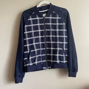 A New Day‎ blue plaid faux suede sleeves jacket thumbnail 8