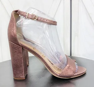 Sam Edelman Yaro Metallic Block Heel Ankle Strap Sandals Copper Pink 7‎ thumbnail 1