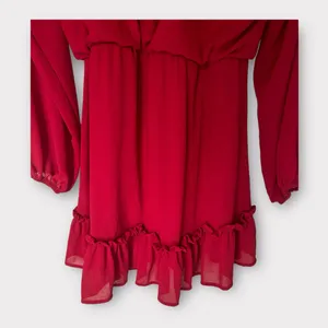 Dee Elly Women's Long‎ Sleeve Ruffle Blouson Dress Size S thumbnail 5