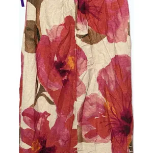 NWT Anthropologie Pink Red Floral Linen Cotton Strapless Maxi Dress Size XXS 2XS thumbnail 5