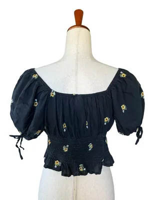 Live 4 Truth embroidered sunflower milkmaid-style crop top thumbnail 5