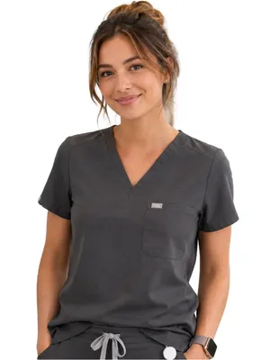 Women’s Figs scrub top black size Large Catarina one pocket shirt thumbnail 1