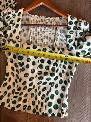 Reformation Calla Print Top Blouse In Tapioca Polka Dot Women’s size 2 thumbnail 10