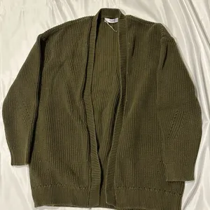 MANGO cotton knit cardigan in dark green thumbnail 5
