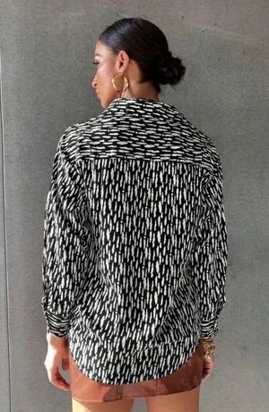 SheIn black and white button up thumbnail 3