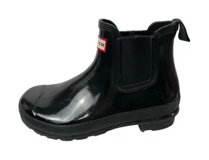 Hunter Womens Original Gloss Black Round Toe Slip On Flats Chelsea Ankle Boots 7 thumbnail 1
