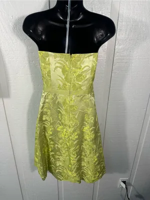 Ann Taylor Green Strapless Dress Size 4 EUC thumbnail 8