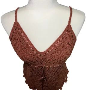 Y2K Faded Glory‎ Brown Silk Crochet Cami Top Womens XL Boho Romantic Vintage thumbnail 3