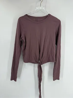 Lululemon Time‎ to Restore Long Sleeve Tie Cropped Top Antique Bark Purple thumbnail 4
