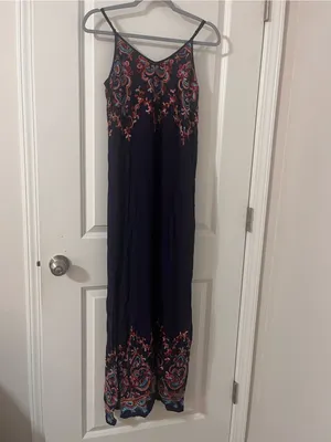 Karen Kane Navy Embroidered Spaghetti-Strap Maxi Dress thumbnail 2
